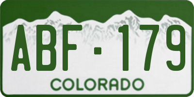 CO license plate ABF179