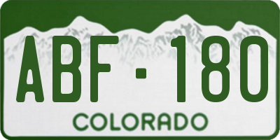 CO license plate ABF180