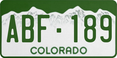 CO license plate ABF189