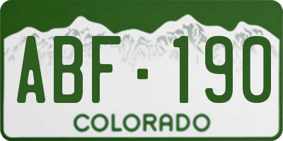 CO license plate ABF190