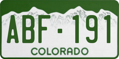 CO license plate ABF191
