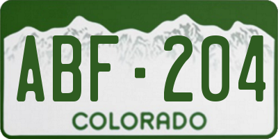 CO license plate ABF204