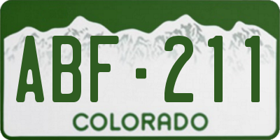 CO license plate ABF211