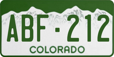 CO license plate ABF212