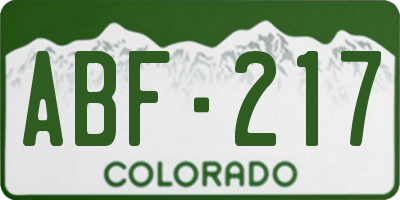 CO license plate ABF217