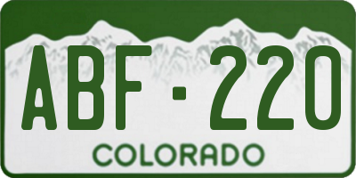 CO license plate ABF220