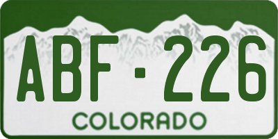 CO license plate ABF226