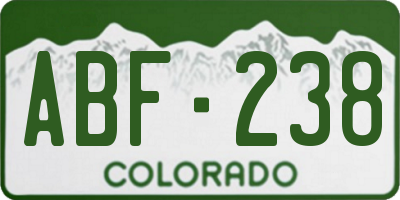 CO license plate ABF238