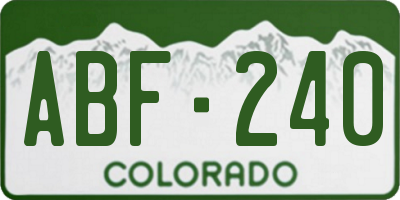 CO license plate ABF240