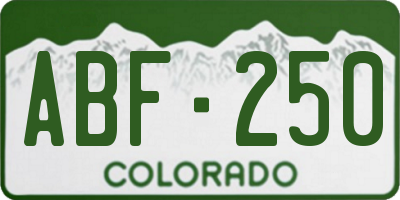 CO license plate ABF250