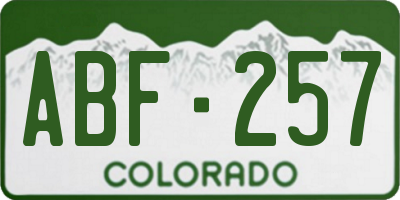 CO license plate ABF257