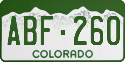 CO license plate ABF260