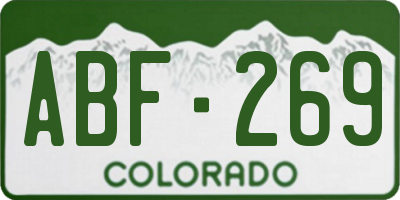 CO license plate ABF269