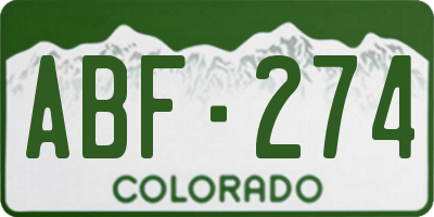 CO license plate ABF274