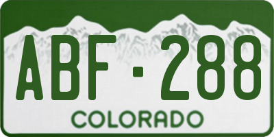 CO license plate ABF288