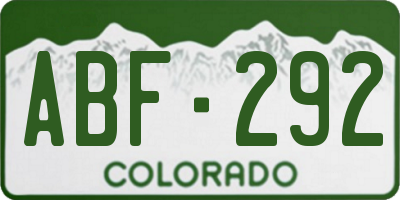 CO license plate ABF292