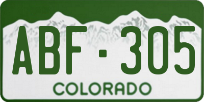 CO license plate ABF305