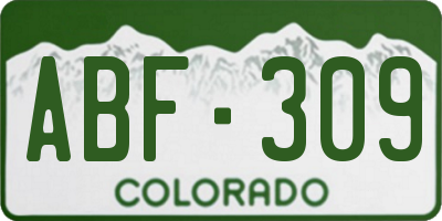CO license plate ABF309