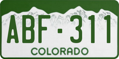 CO license plate ABF311