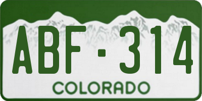 CO license plate ABF314