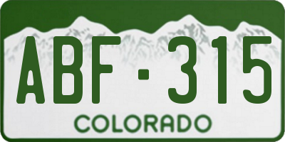 CO license plate ABF315