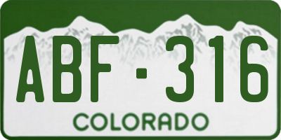 CO license plate ABF316