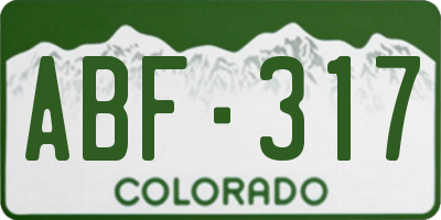 CO license plate ABF317