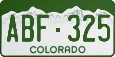 CO license plate ABF325