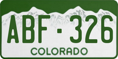 CO license plate ABF326