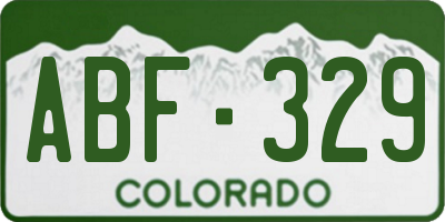 CO license plate ABF329