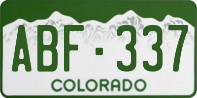 CO license plate ABF337