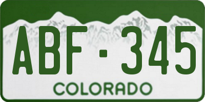 CO license plate ABF345