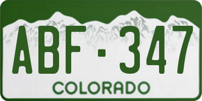 CO license plate ABF347