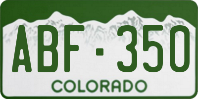 CO license plate ABF350