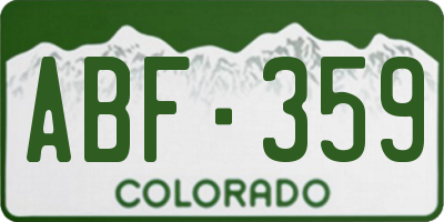 CO license plate ABF359