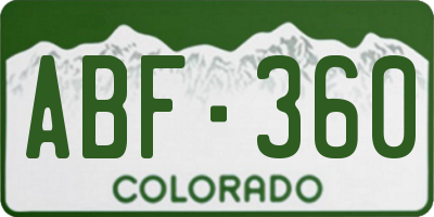 CO license plate ABF360