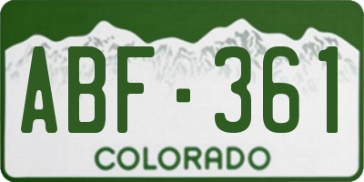 CO license plate ABF361