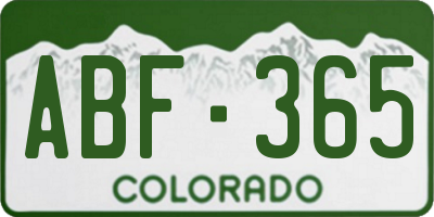 CO license plate ABF365
