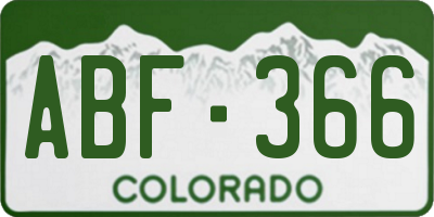 CO license plate ABF366