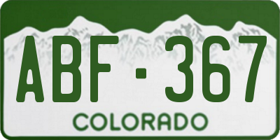CO license plate ABF367