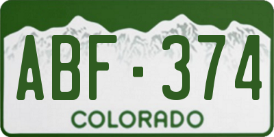 CO license plate ABF374