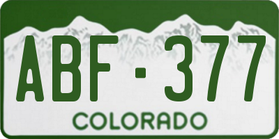 CO license plate ABF377