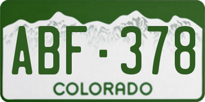 CO license plate ABF378