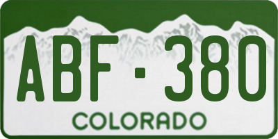 CO license plate ABF380