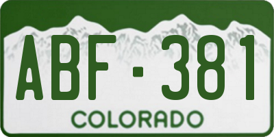 CO license plate ABF381