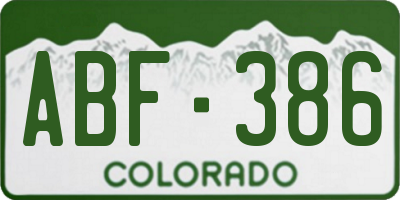 CO license plate ABF386