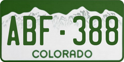 CO license plate ABF388