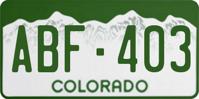 CO license plate ABF403