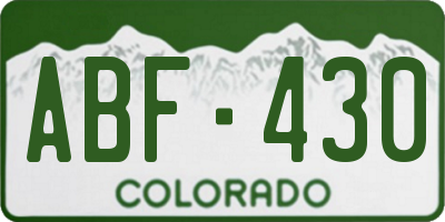 CO license plate ABF430