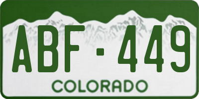 CO license plate ABF449